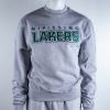 Grey long sleeve crew neck shirt with the Nipissing Lakers logo across the front
