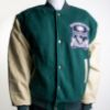 Leather varsity jacket with the Nipissing University crest